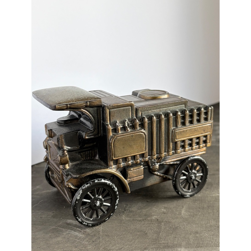 Vintage 1974 Banthrico 1906 Mack Truck Diecast Metal Coin Bank Bronze Tone